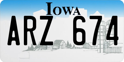 IA license plate ARZ674