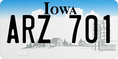 IA license plate ARZ701