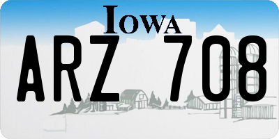 IA license plate ARZ708