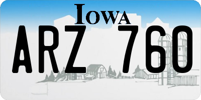 IA license plate ARZ760