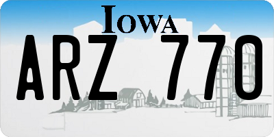 IA license plate ARZ770