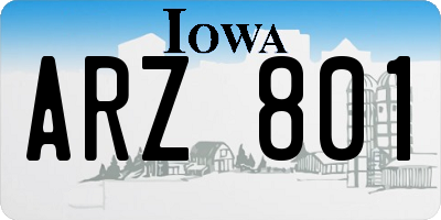 IA license plate ARZ801