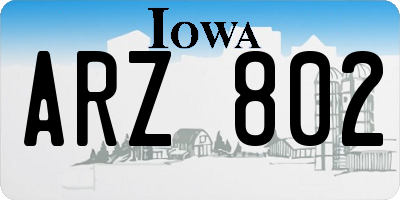 IA license plate ARZ802