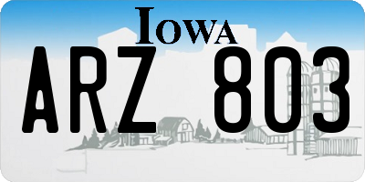 IA license plate ARZ803