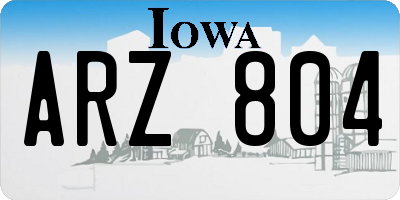 IA license plate ARZ804