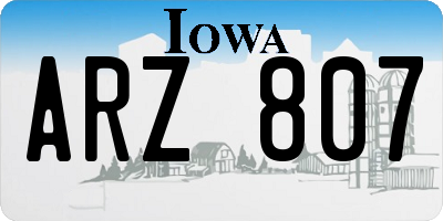 IA license plate ARZ807