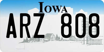 IA license plate ARZ808