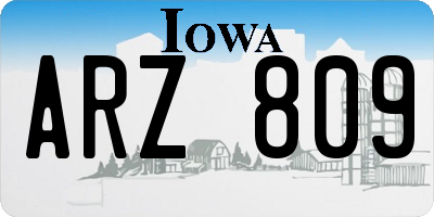 IA license plate ARZ809