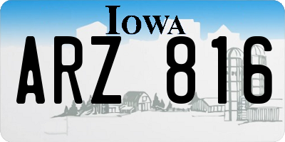 IA license plate ARZ816