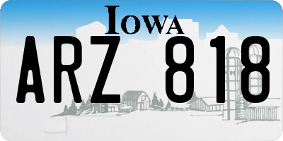 IA license plate ARZ818