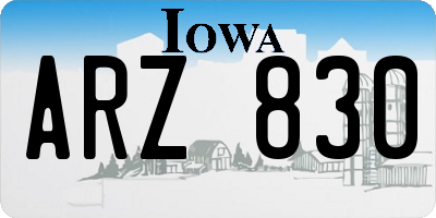 IA license plate ARZ830