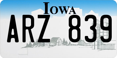 IA license plate ARZ839