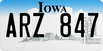 IA license plate ARZ847