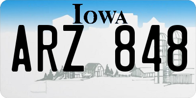 IA license plate ARZ848