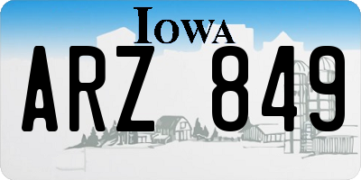 IA license plate ARZ849