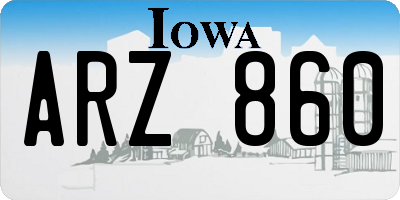 IA license plate ARZ860