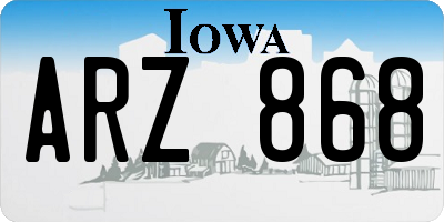 IA license plate ARZ868