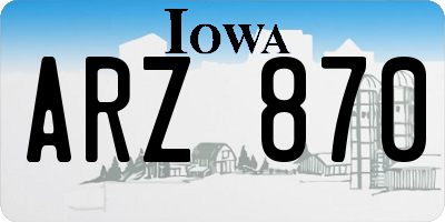 IA license plate ARZ870