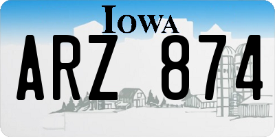 IA license plate ARZ874