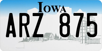 IA license plate ARZ875