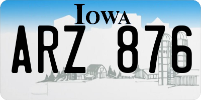 IA license plate ARZ876