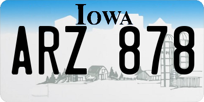 IA license plate ARZ878