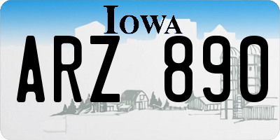 IA license plate ARZ890