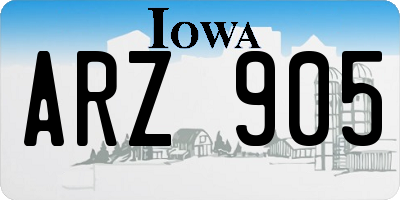 IA license plate ARZ905