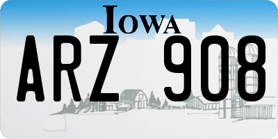 IA license plate ARZ908