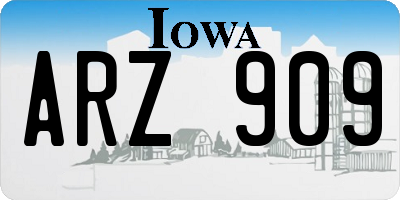 IA license plate ARZ909