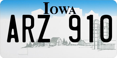 IA license plate ARZ910