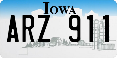 IA license plate ARZ911