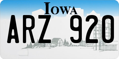 IA license plate ARZ920