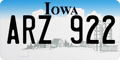 IA license plate ARZ922