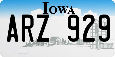 IA license plate ARZ929