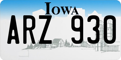 IA license plate ARZ930