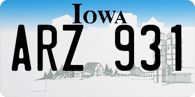 IA license plate ARZ931
