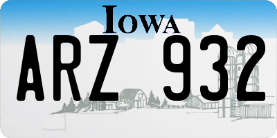 IA license plate ARZ932
