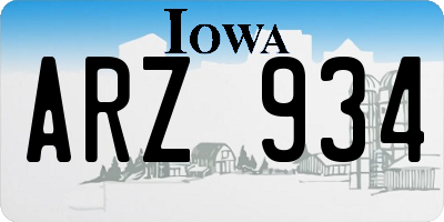 IA license plate ARZ934