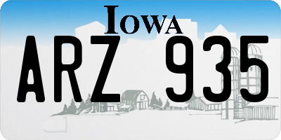 IA license plate ARZ935
