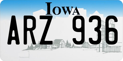 IA license plate ARZ936