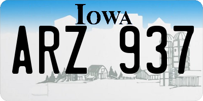 IA license plate ARZ937