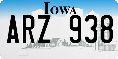 IA license plate ARZ938