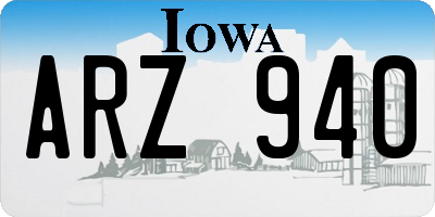 IA license plate ARZ940