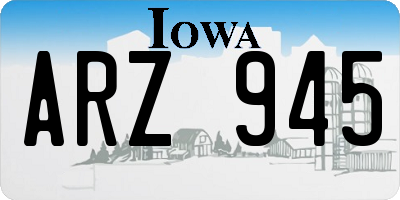 IA license plate ARZ945