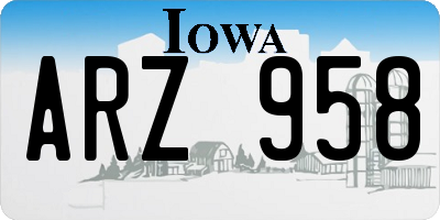 IA license plate ARZ958