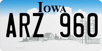 IA license plate ARZ960