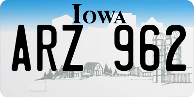 IA license plate ARZ962
