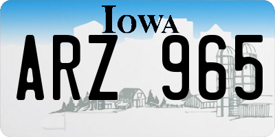 IA license plate ARZ965