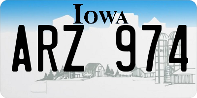 IA license plate ARZ974